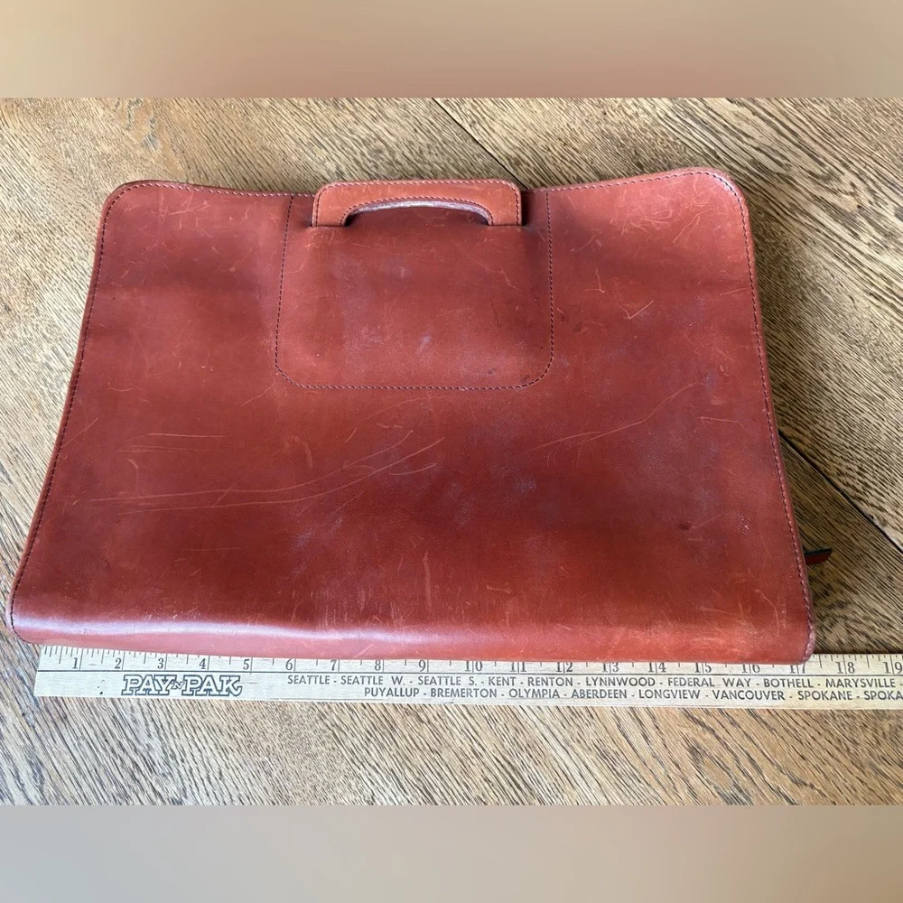 Executive Belting Hide Leather 3 Side Zipper Portfolio w/Inner Compartments